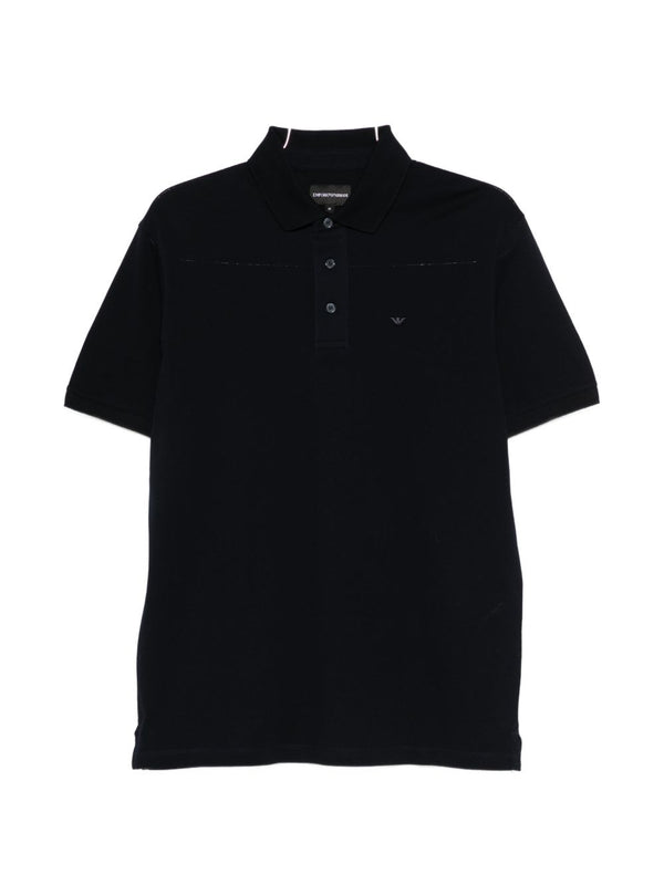 Emporio Armani Logo Polo Shirt For Men Navy 100 Percent Cotton Premium Comfort Refined Casual