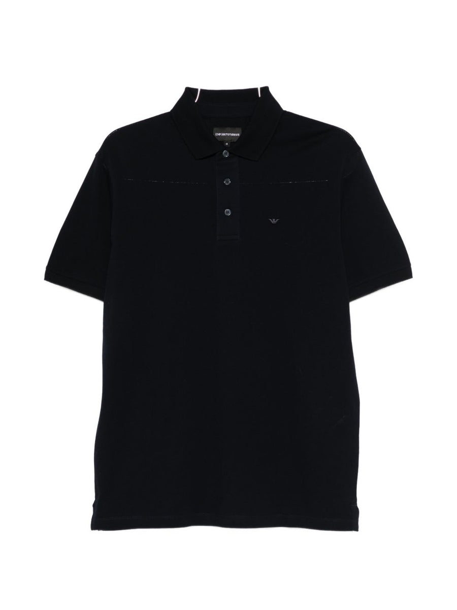 Emporio Armani Logo Polo Shirt For Men Navy 100 Percent Cotton Premium Comfort Refined Casual