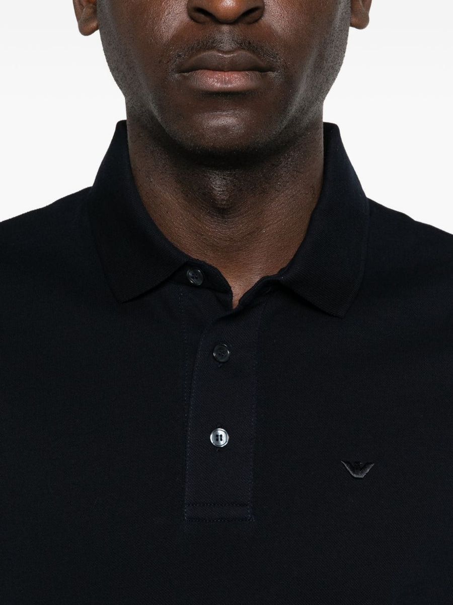 Emporio Armani Logo Polo Shirt For Men Navy 100 Percent Cotton Premium Comfort Refined Casual