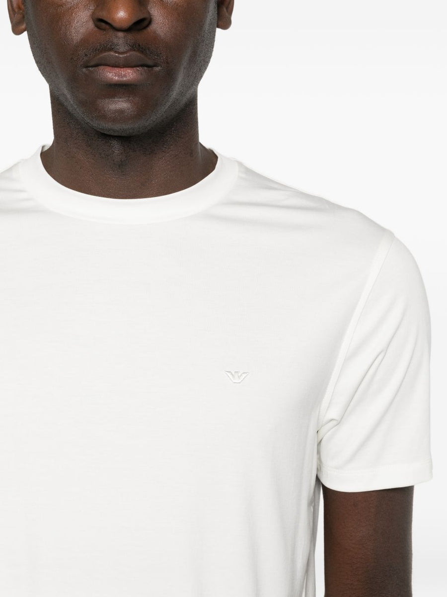 Emporio Armani Premium Modal Silk Blend T Shirt With White Logo Detail For Men Luxury Topwear