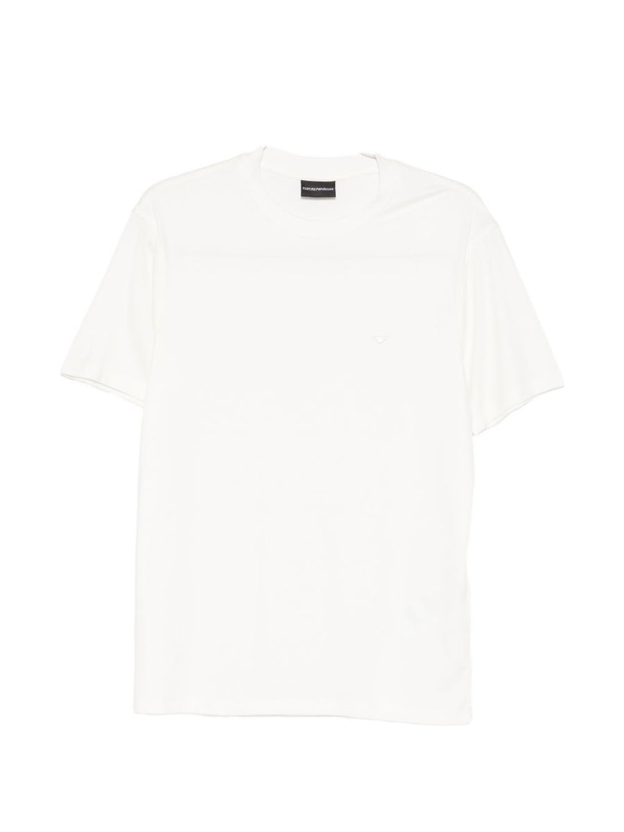 Emporio Armani Premium Modal Silk Blend T Shirt With White Logo Detail For Men Luxury Topwear