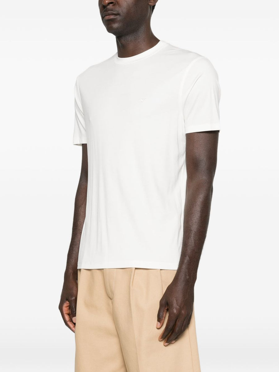 Emporio Armani Premium Modal Silk Blend T Shirt With White Logo Detail For Men Luxury Topwear