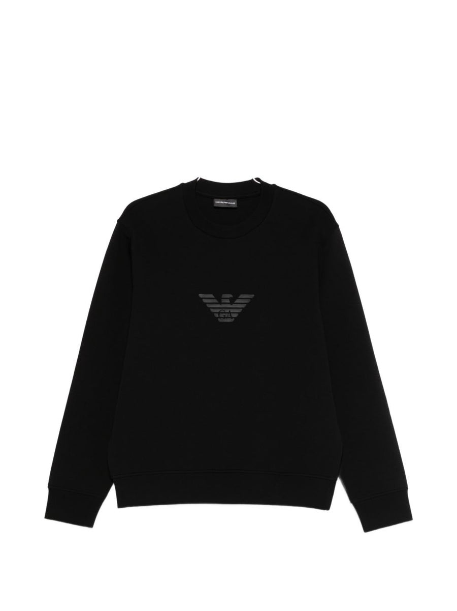 Emporio Armani Logo Cotton Sweatshirt For Men Black Round Neck Subtle Branding Luxury Essential