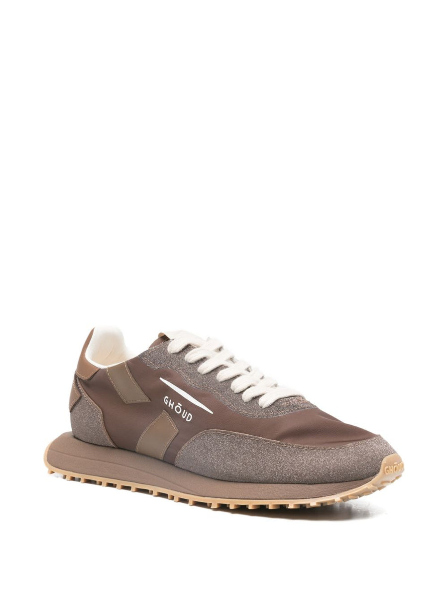 Ghoud Ghōud Rush Framework Sneakers Women Premium All Day Comfort Brown Glitter Panel Lace Up