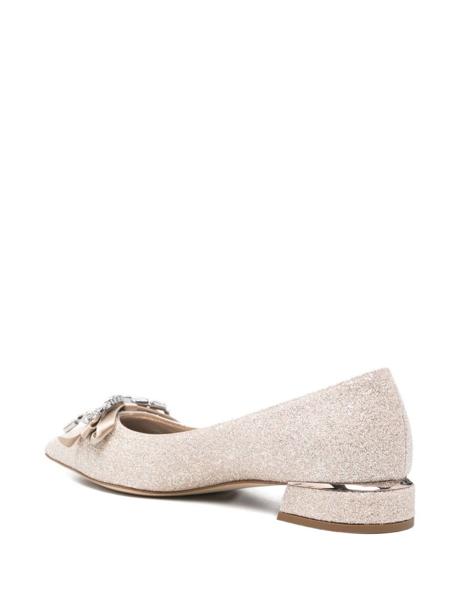 Jimmy Choo Auria Ballerina Flats In Gold With Crystal Bow For Women Elegant Day To Night Luxury Footwear