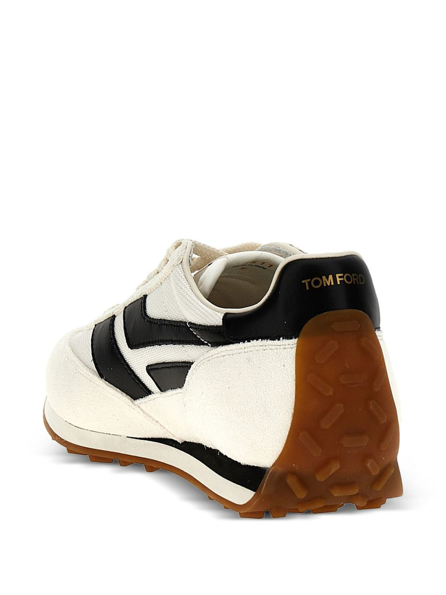 Tom Ford Mick Sneakers Luxury White Calf Leather With Black Suede Detailing For Men