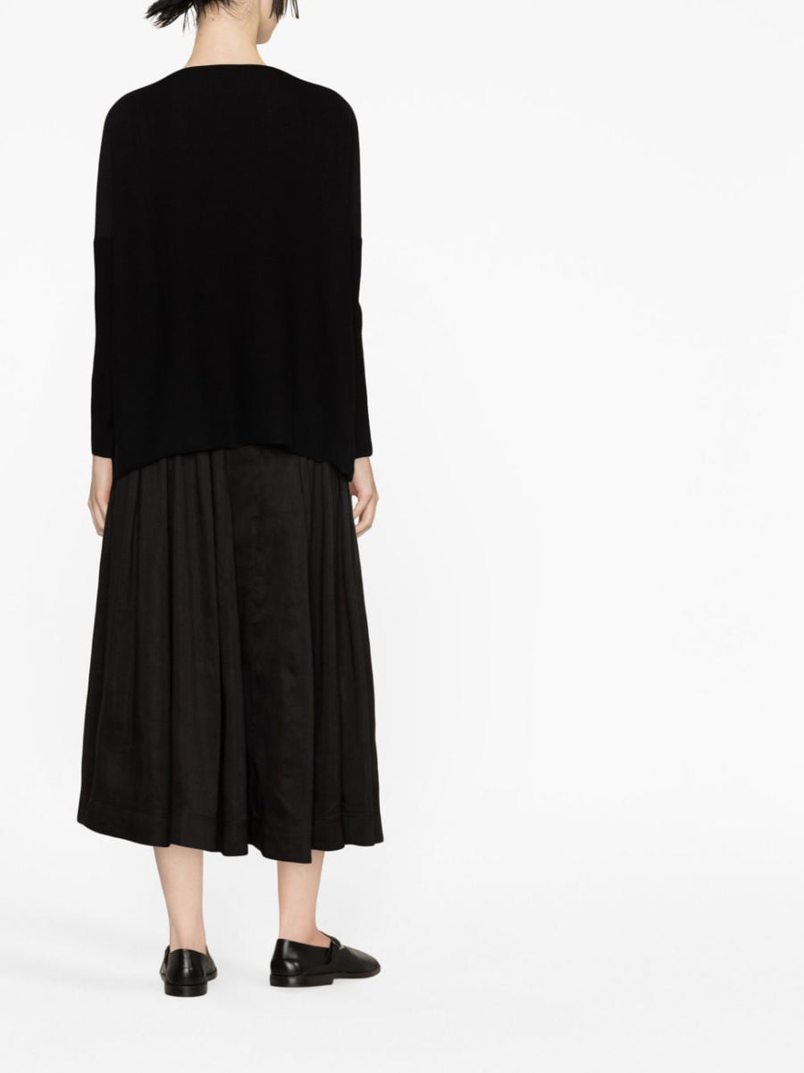 Daniela Gregis Black Cotton Boat Neck Sweater With Pockets One Size
