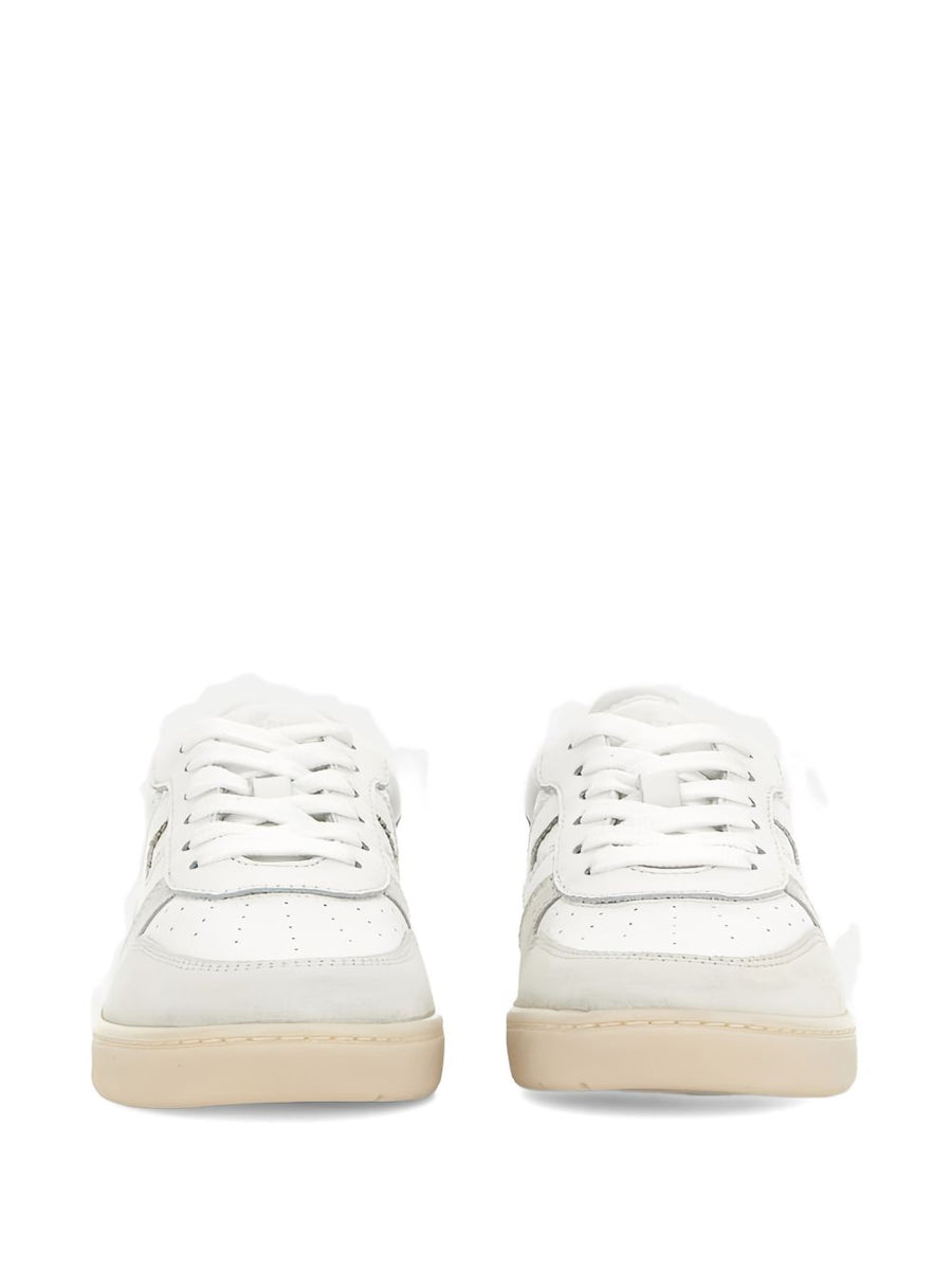Hogan White Leather Sneakers For Women With Perforated Toe And Panelled Silhouette Luxury Everyday Wear