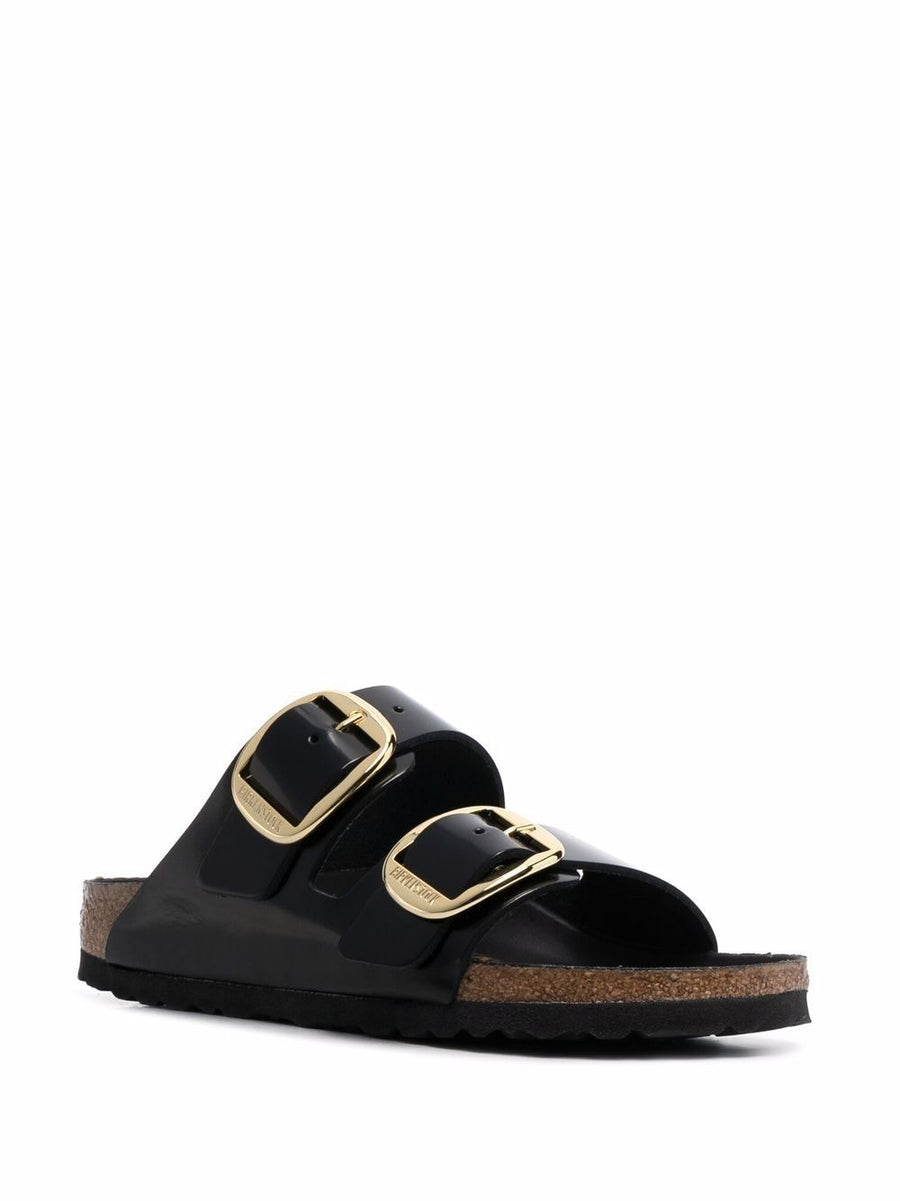 Birkenstock Arizona Big Buckle Sandals For Women Moulded Footbed Cork Sole Black Patent Leather Timeless Comfort
