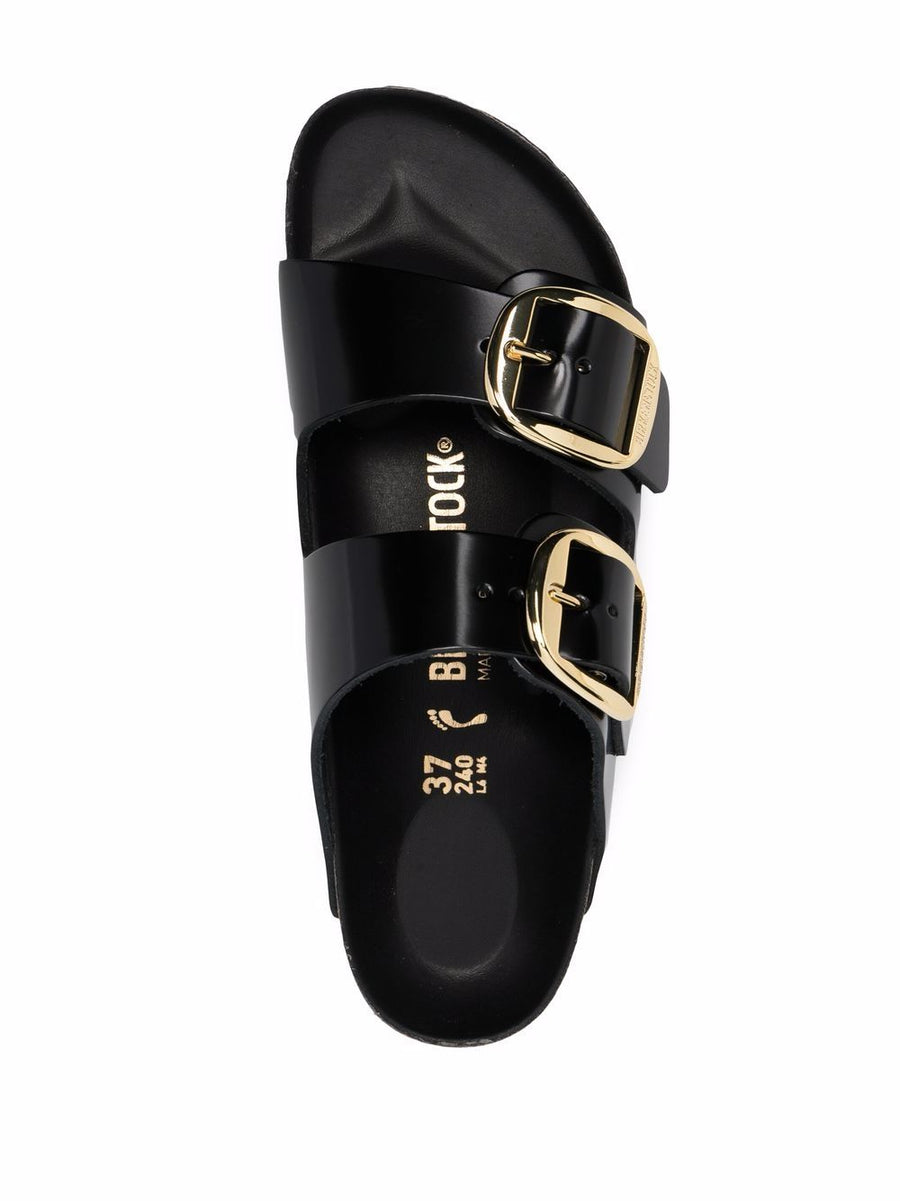 Birkenstock Arizona Big Buckle Sandals For Women Moulded Footbed Cork Sole Black Patent Leather Timeless Comfort