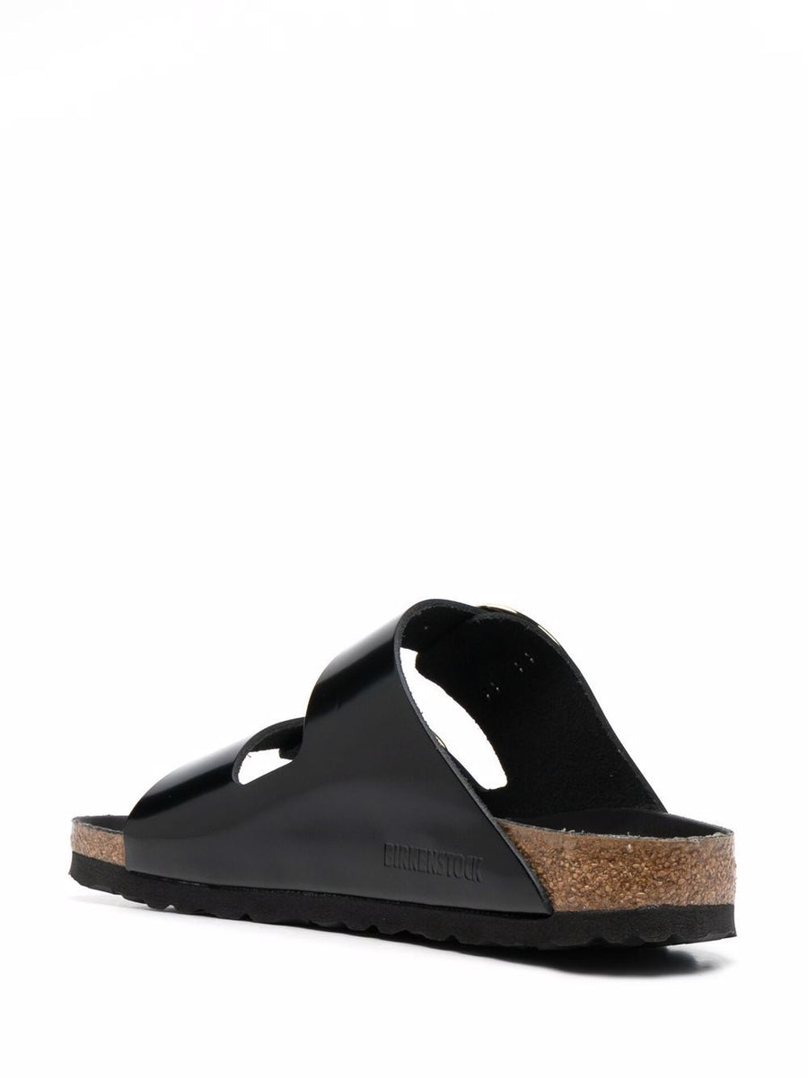 Birkenstock Arizona Big Buckle Sandals For Women Moulded Footbed Cork Sole Black Patent Leather Timeless Comfort