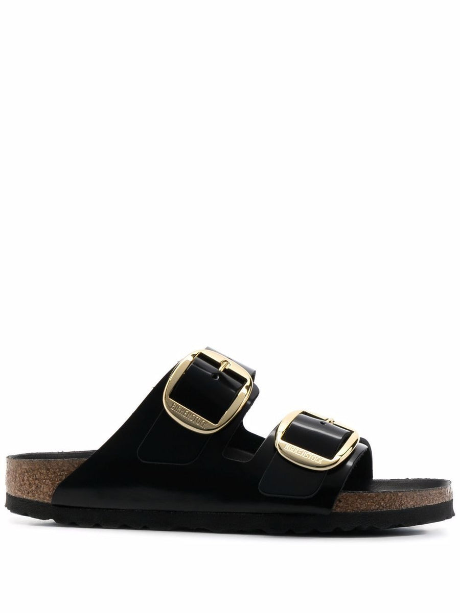Birkenstock Arizona Big Buckle Sandals For Women Moulded Footbed Cork Sole Black Patent Leather Timeless Comfort