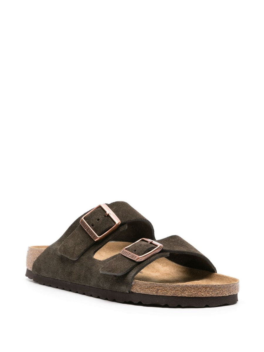 Birkenstock Arizona Suede Sandals For Men Narrow Fit Two Buckle Straps Cushioned Insole Coffee Brown