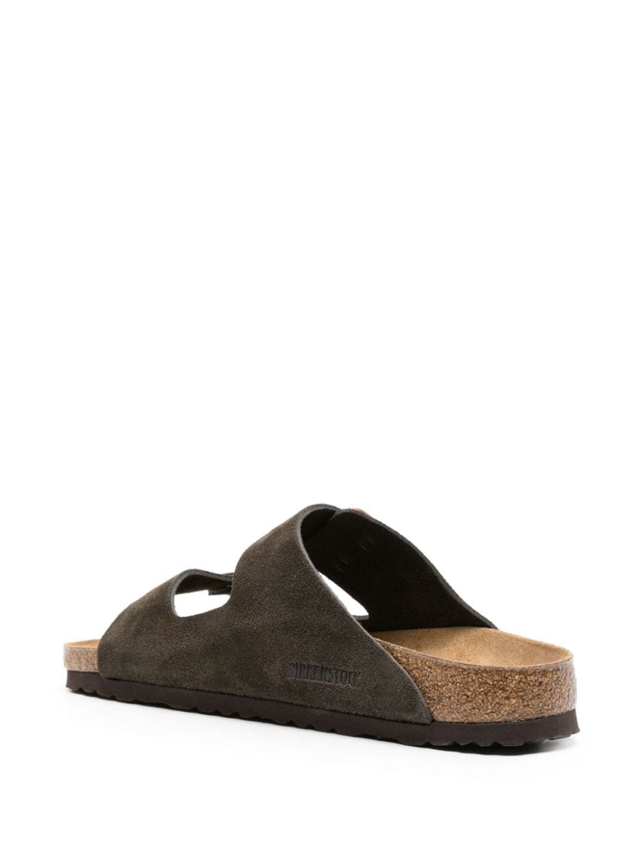 Birkenstock Arizona Suede Sandals For Men Narrow Fit Two Buckle Straps Cushioned Insole Coffee Brown