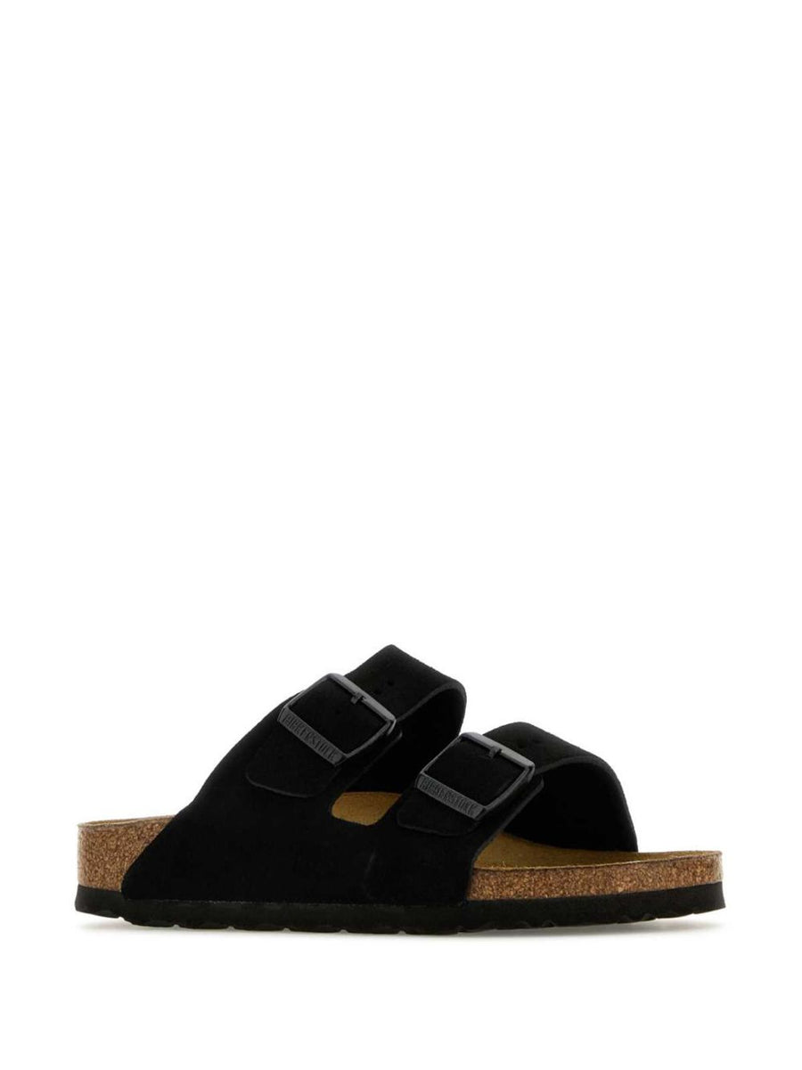Birkenstock Arizona Suede Leather Sandals Two Strap Premium Comfort For Men Black With Narrow Fit