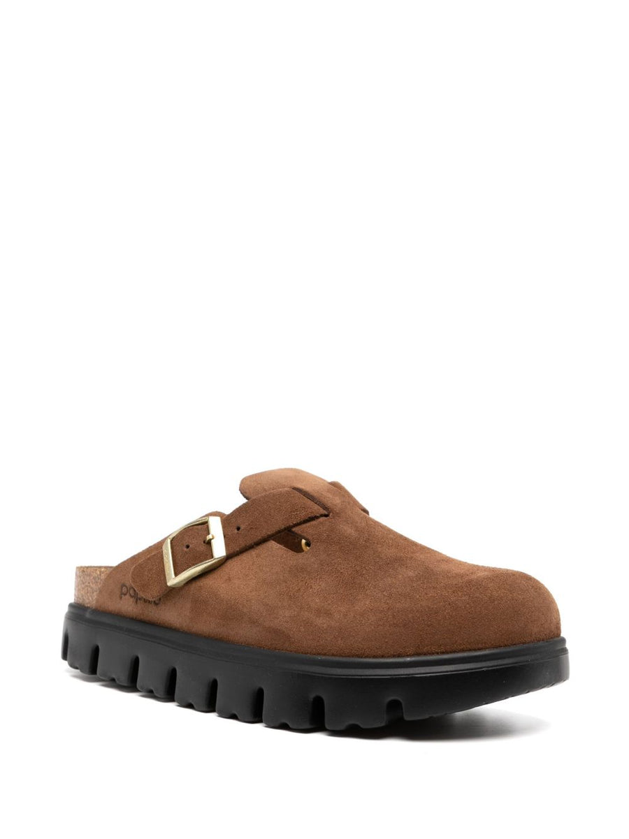 Birkenstock Boston Slippers Premium Slip On Calf Leather Suede With Side Buckle Narrow Fit For Women Comfort