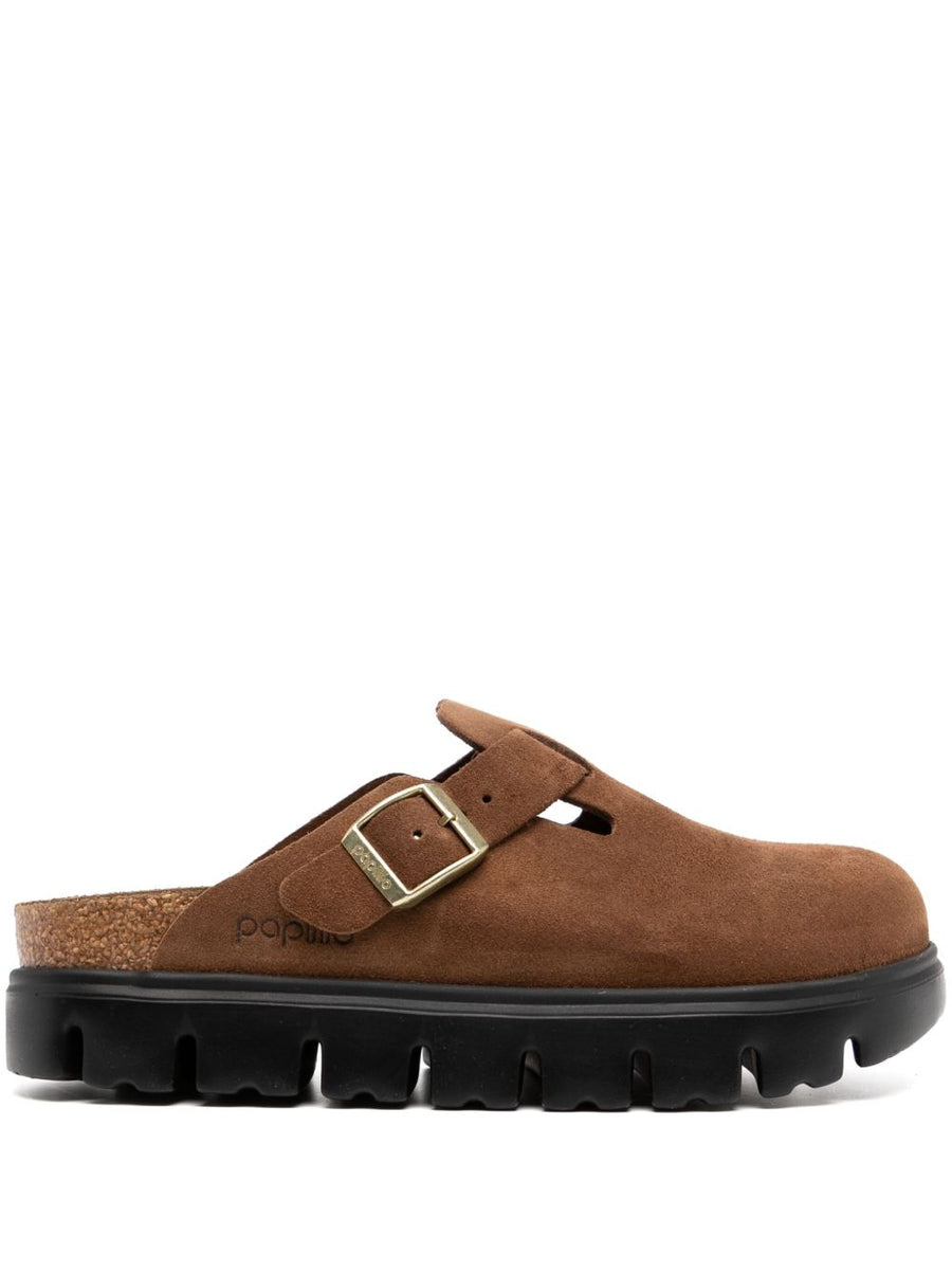 Birkenstock Boston Slippers Premium Slip On Calf Leather Suede With Side Buckle Narrow Fit For Women Comfort