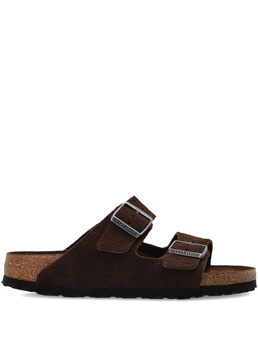 Birkenstock Arizona Narrow Fit Sandals Calf Leather Timeless For Men With Double Straps And Silver Buckle