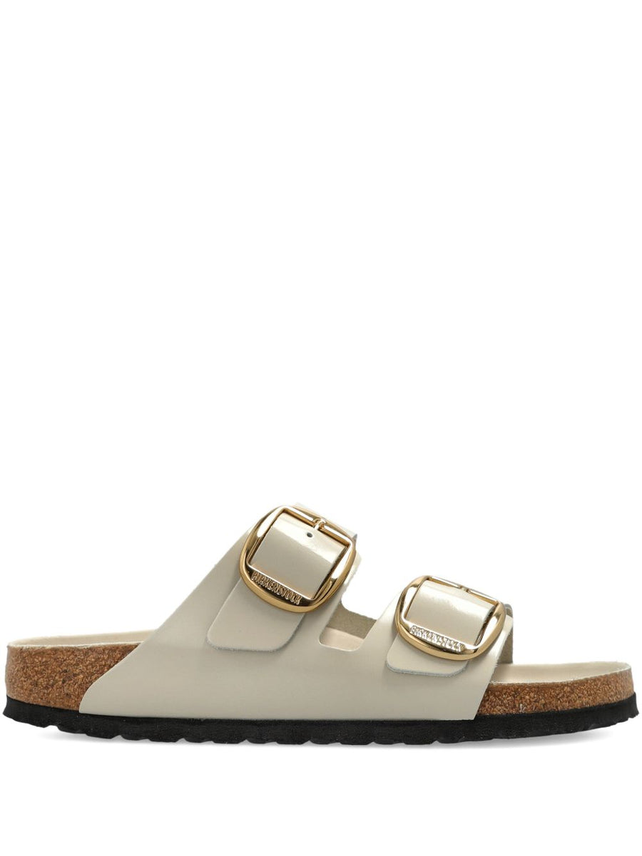 Birkenstock Arizona Big Buckle Sandals for Women with Contoured Cork Footbed and Oyster Leather Upper