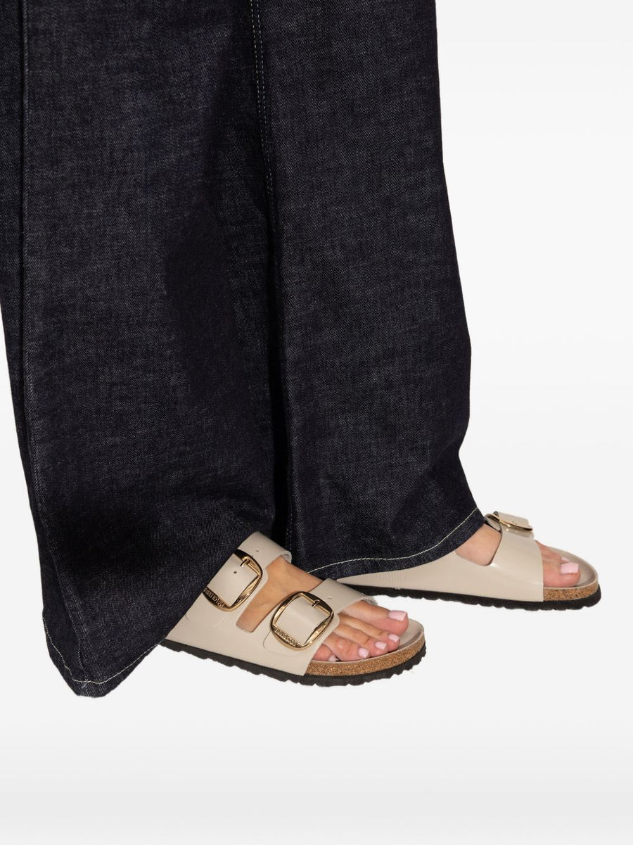 Birkenstock Arizona Big Buckle Sandals for Women with Contoured Cork Footbed and Oyster Leather Upper
