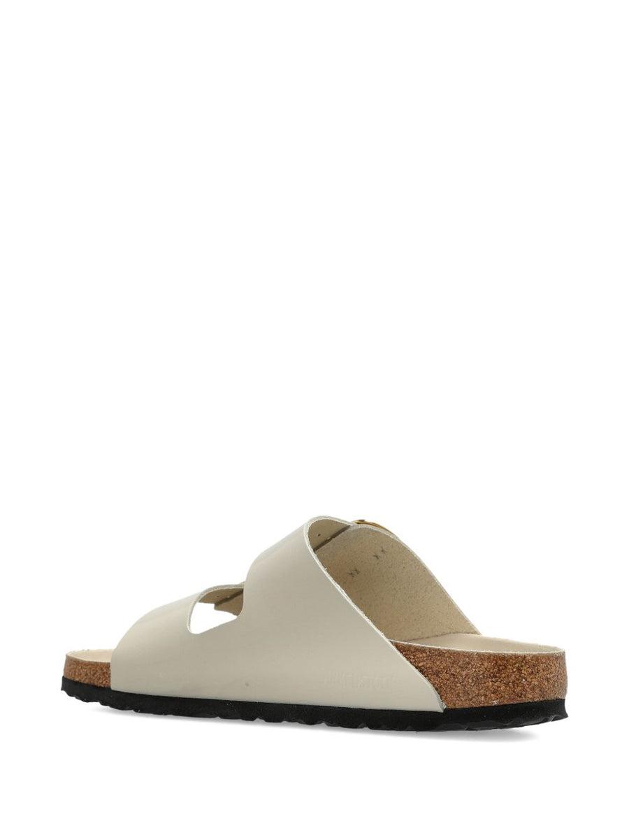 Birkenstock Arizona Big Buckle Sandals for Women with Contoured Cork Footbed and Oyster Leather Upper
