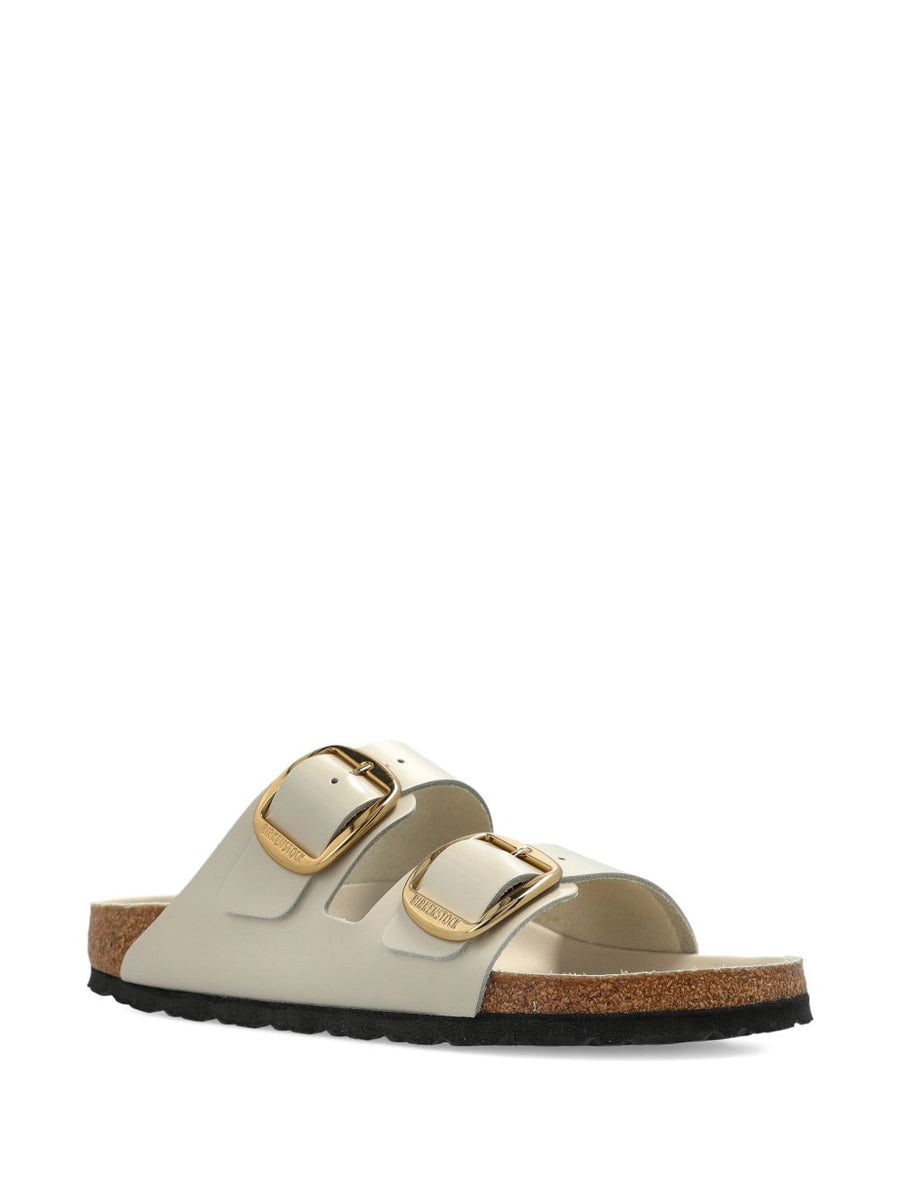 Birkenstock Arizona Big Buckle Sandals for Women with Contoured Cork Footbed and Oyster Leather Upper