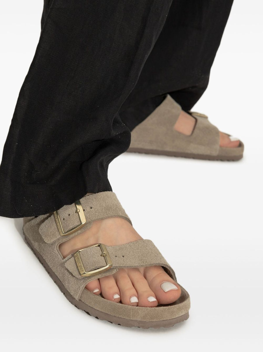 Birkenstock Arizona Sandals for Women With Cushioned Footbed Grey Calf Leather Narrow Fit