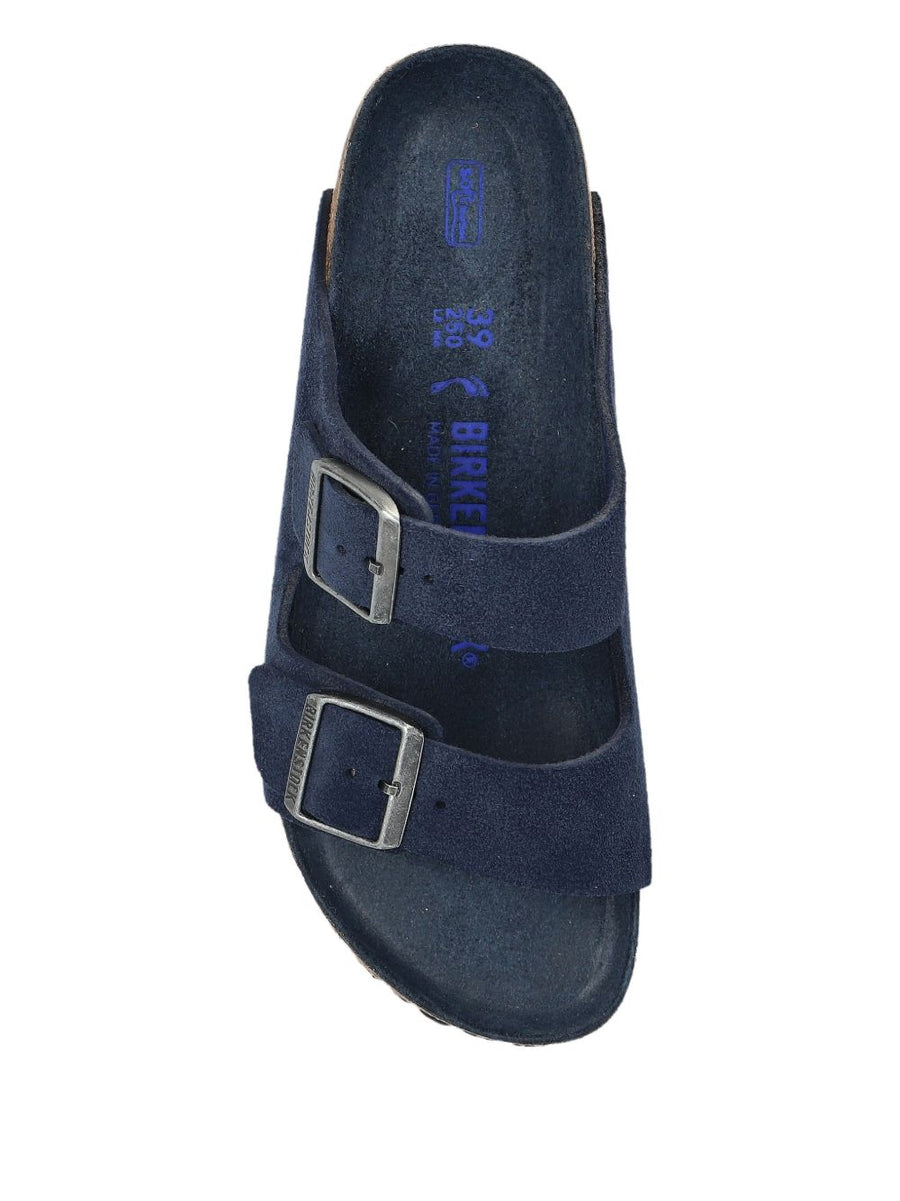 Birkenstock Arizona Soft Insole Sandals Navy Narrow Fit for Women Open Toe Buckle Straps Premium Comfort