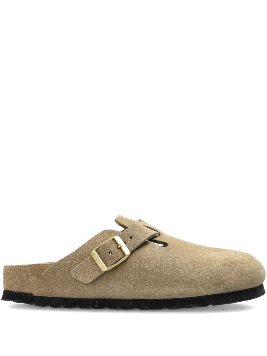 Birkenstock Boston Suede Clog For Women With Moulded Footbed And Adjustable Buckle All Day Comfort Grey