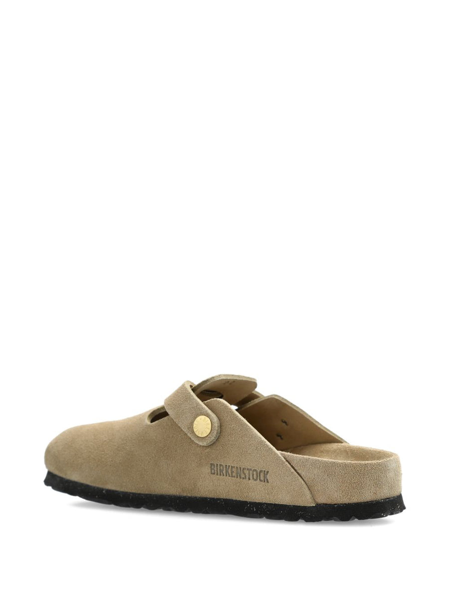 Birkenstock Boston Suede Clog For Women With Moulded Footbed And Adjustable Buckle All Day Comfort Grey