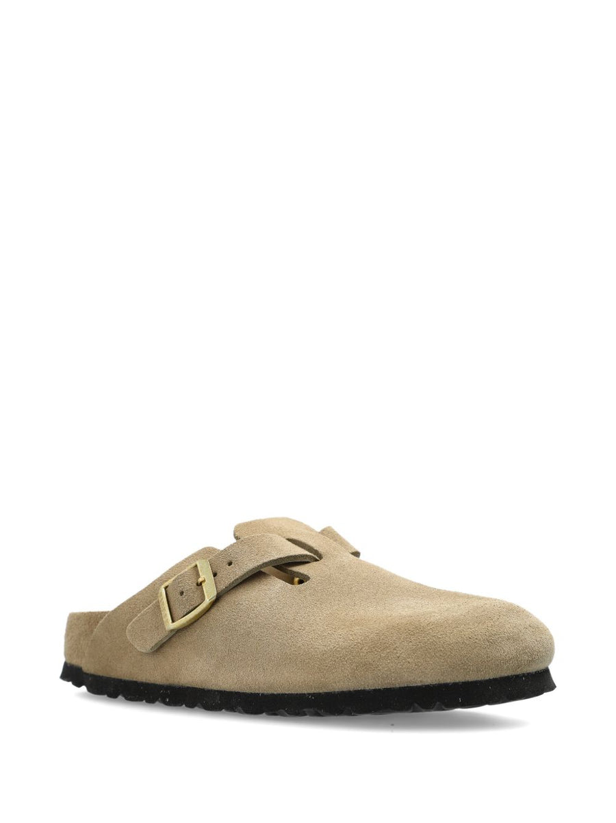 Birkenstock Boston Suede Clog For Women With Moulded Footbed And Adjustable Buckle All Day Comfort Grey