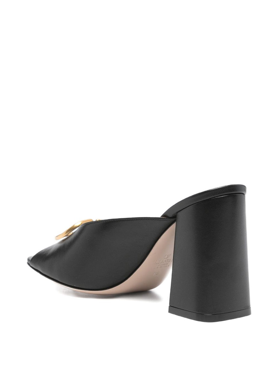 Valentino Garavani VLogo Signature Calf Leather Open Toe Mules For Women With Luxurious Gold Logo