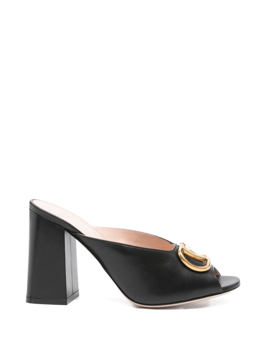 Valentino Garavani VLogo Signature Calf Leather Open Toe Mules For Women With Luxurious Gold Logo