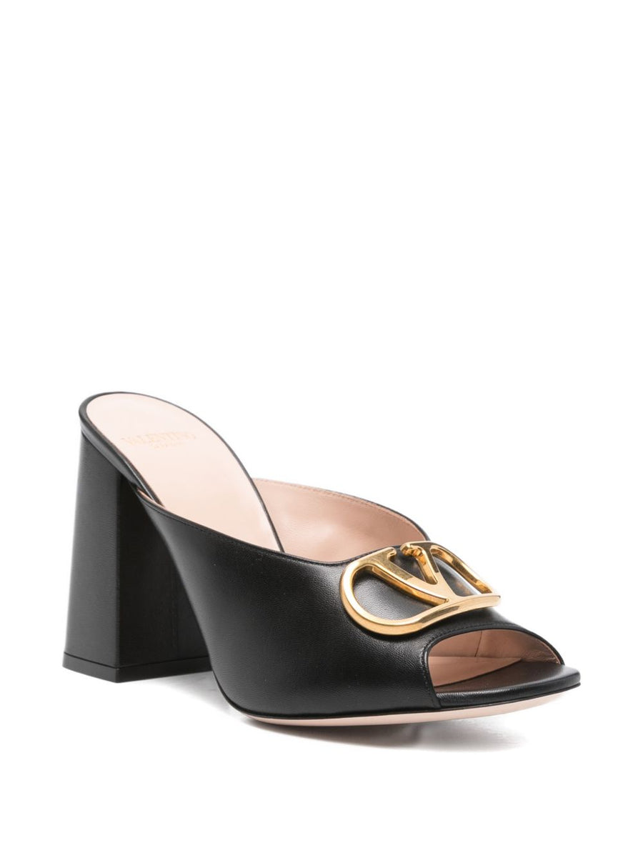 Valentino Garavani VLogo Signature Calf Leather Open Toe Mules For Women With Luxurious Gold Logo