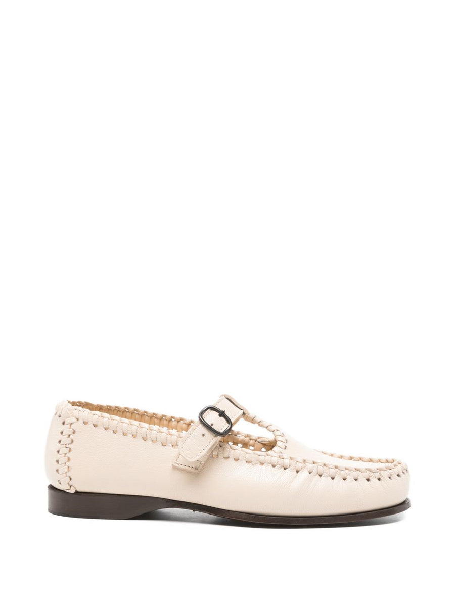 Hereu Alcover Supple Shiny Loafers For Women Calf Leather With Buckle And Round Toe And Stacked Sole