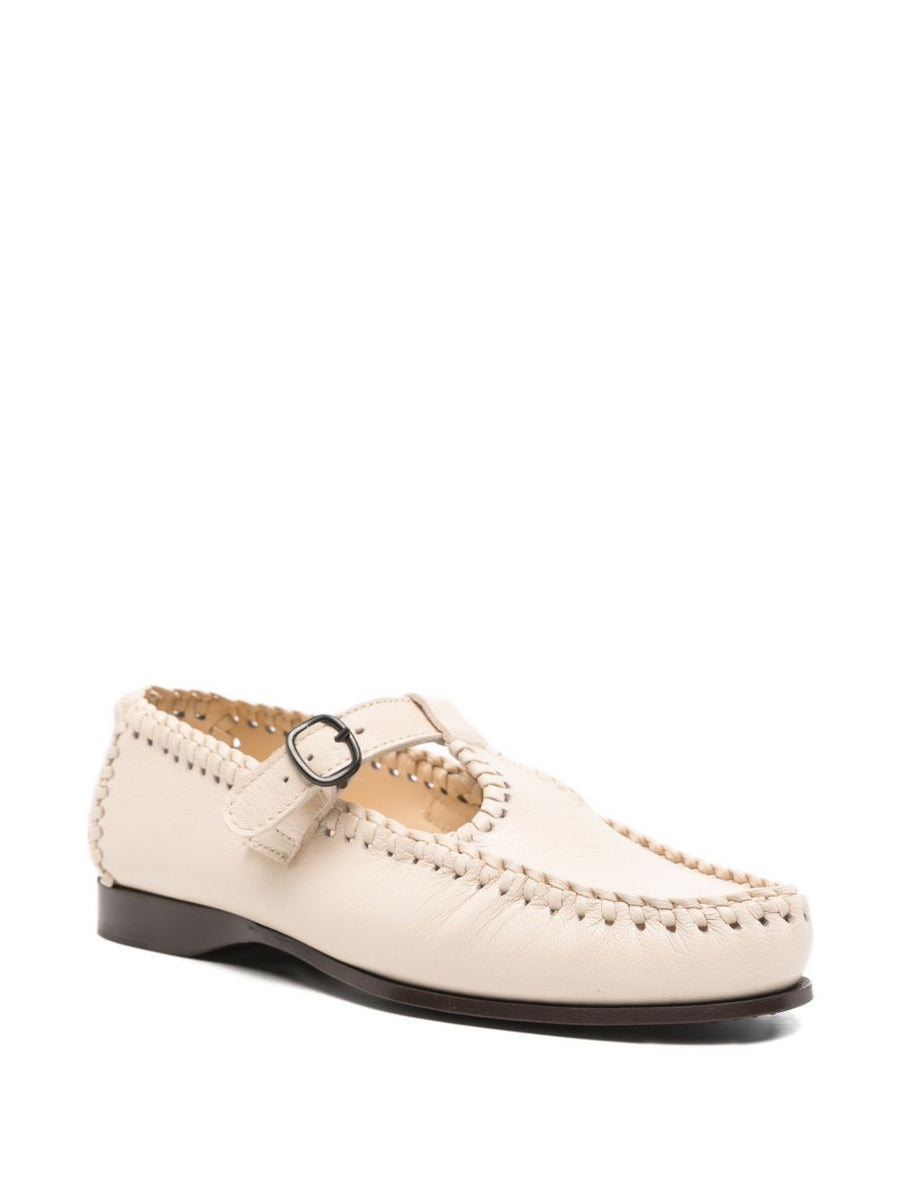 Hereu Alcover Supple Shiny Loafers For Women Calf Leather With Buckle And Round Toe And Stacked Sole