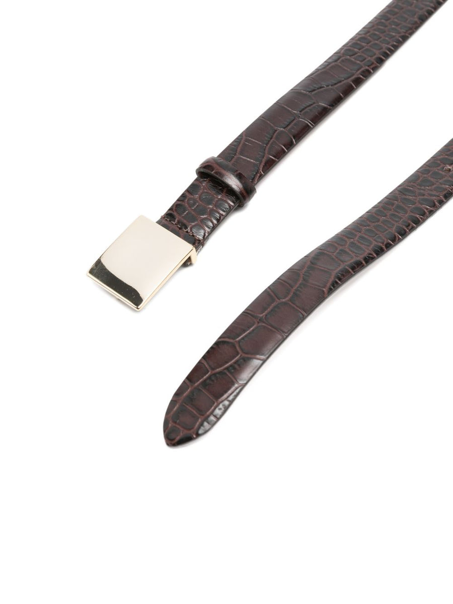 Alysi Crocodile Leather Belt For Women Textured Brown Pin Buckle Premium Accessory