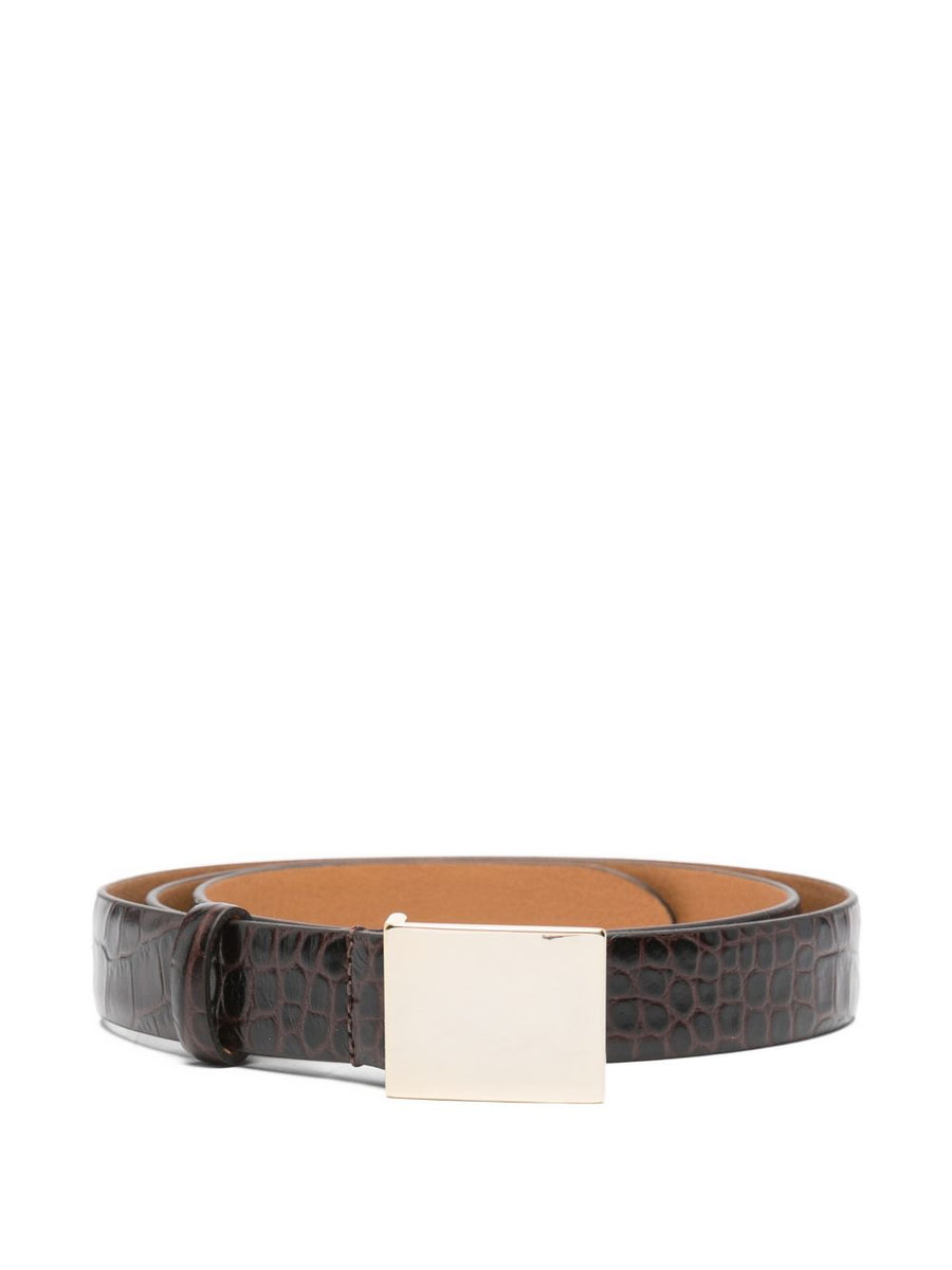 Alysi Crocodile Leather Belt For Women Textured Brown Pin Buckle Premium Accessory