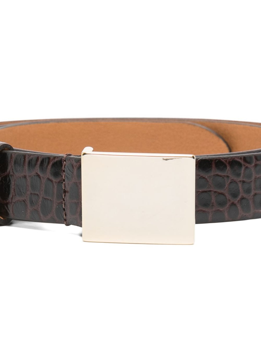 Alysi Crocodile Leather Belt For Women Textured Brown Pin Buckle Premium Accessory