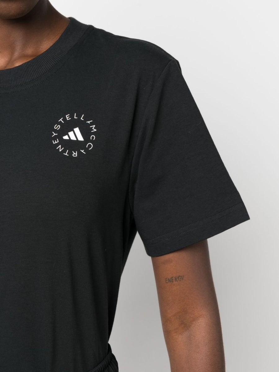 Adidas By Stella McCartney Logo T Shirt for Women Crew Neck Minimalist Black Logo Premium Everyday Top