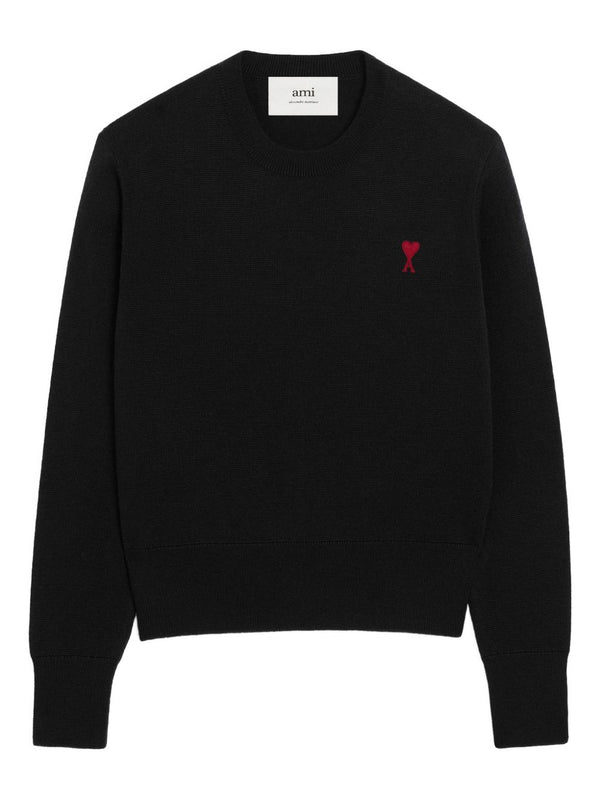 Ami Paris Coeur Wool Sweater for Women with Heart Embroidery and Monogram Motif
