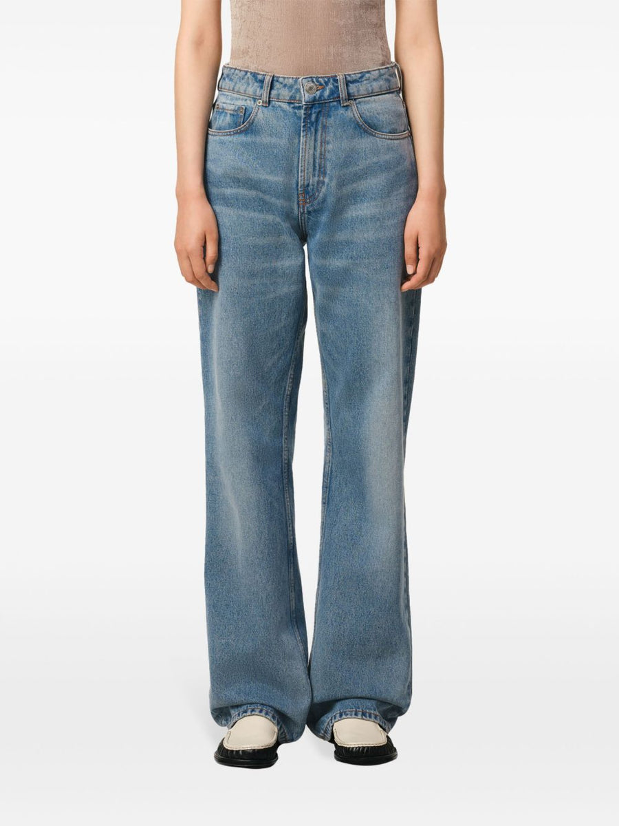 Ami Paris Jeans Large Fit Denim For Women Light Blue 100 Percent Cotton Relaxed Comfort