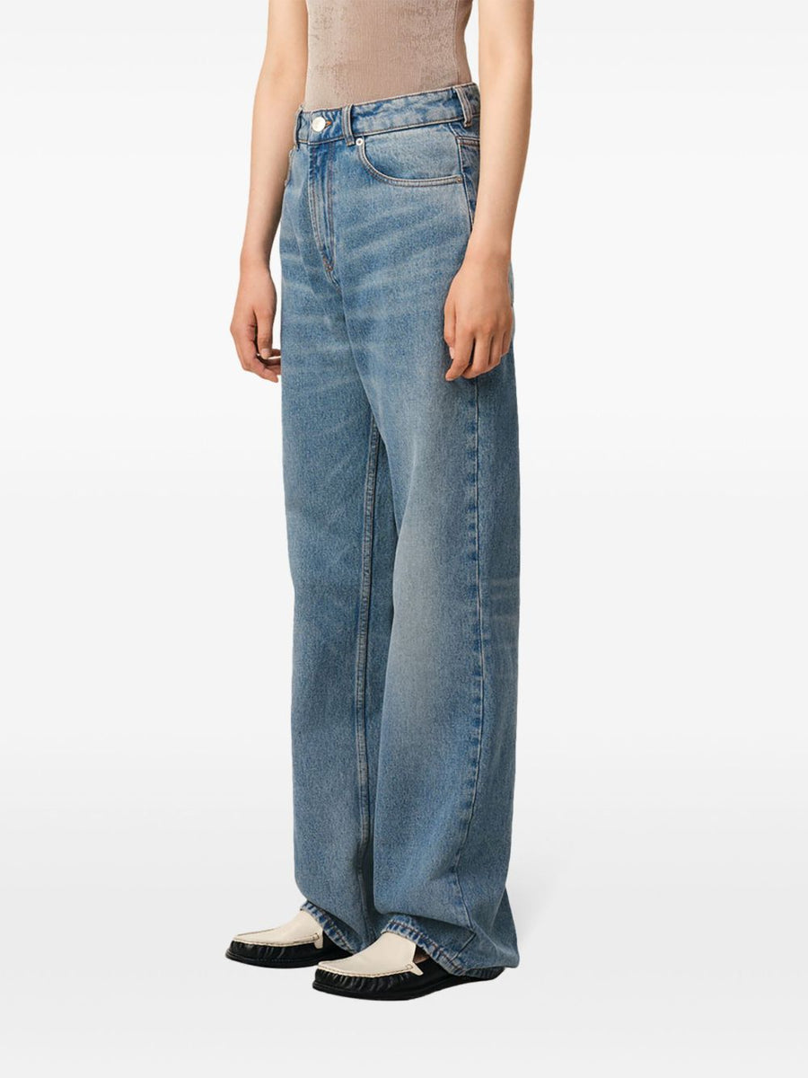 Ami Paris Jeans Large Fit Denim For Women Light Blue 100 Percent Cotton Relaxed Comfort