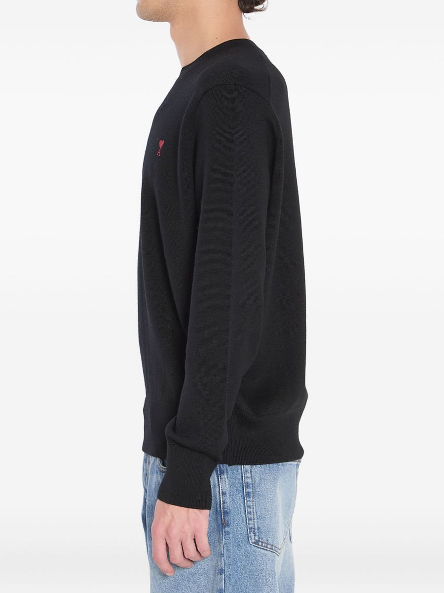 Ami Paris Ami De Coeur Merino Wool Sweater For Men With Heart Embroidery Monogram