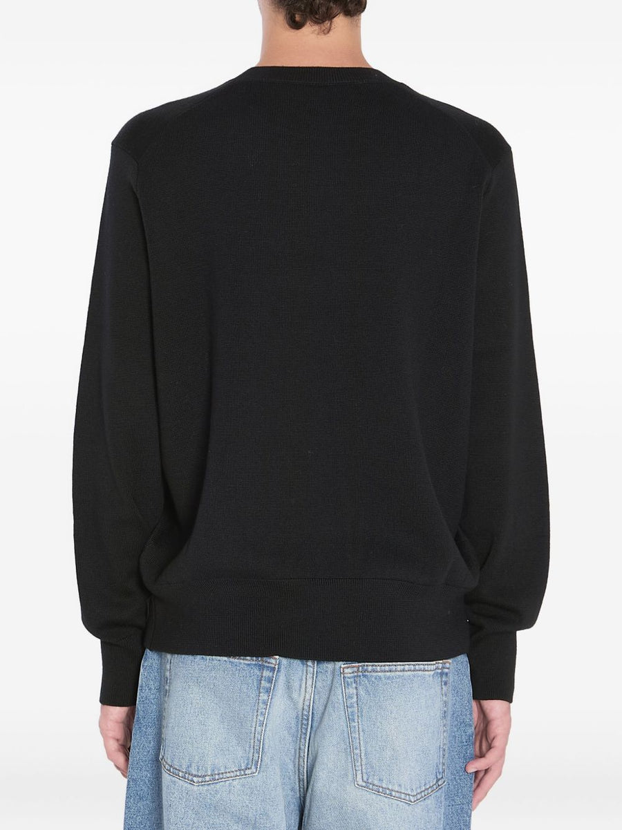 Ami Paris Ami De Coeur Merino Wool Sweater For Men With Heart Embroidery Monogram