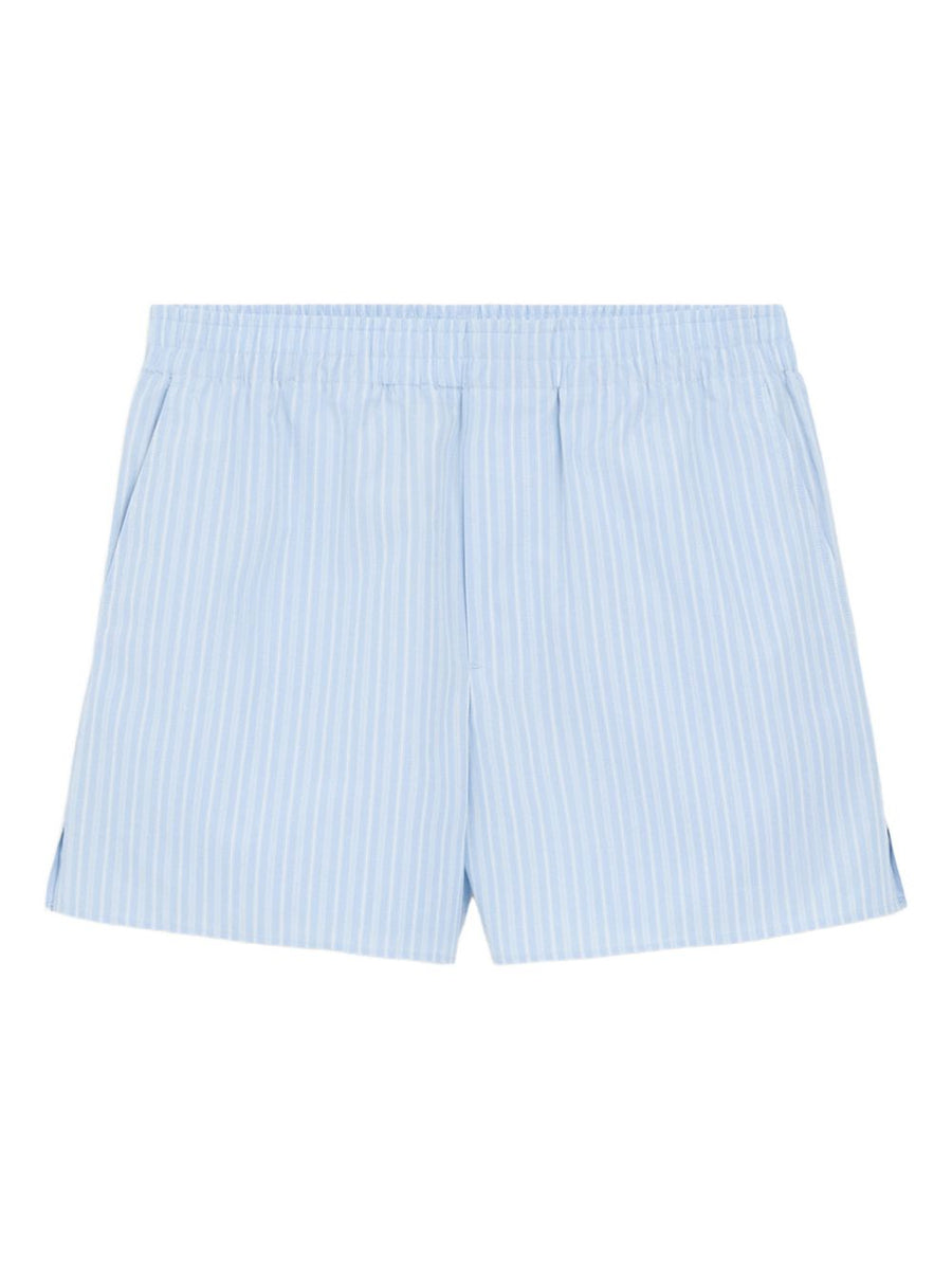 Ami Paris Striped Cotton Shorts For Men Elastic Waist Breathable Everyday Comfort