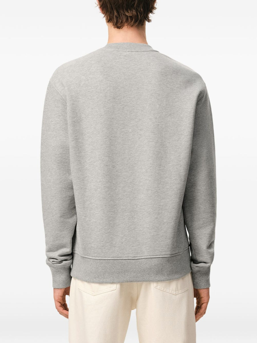 Ami Paris Ami De Coeur Cotton Sweatshirt For Men With Crochet Patch Embroidery Detail