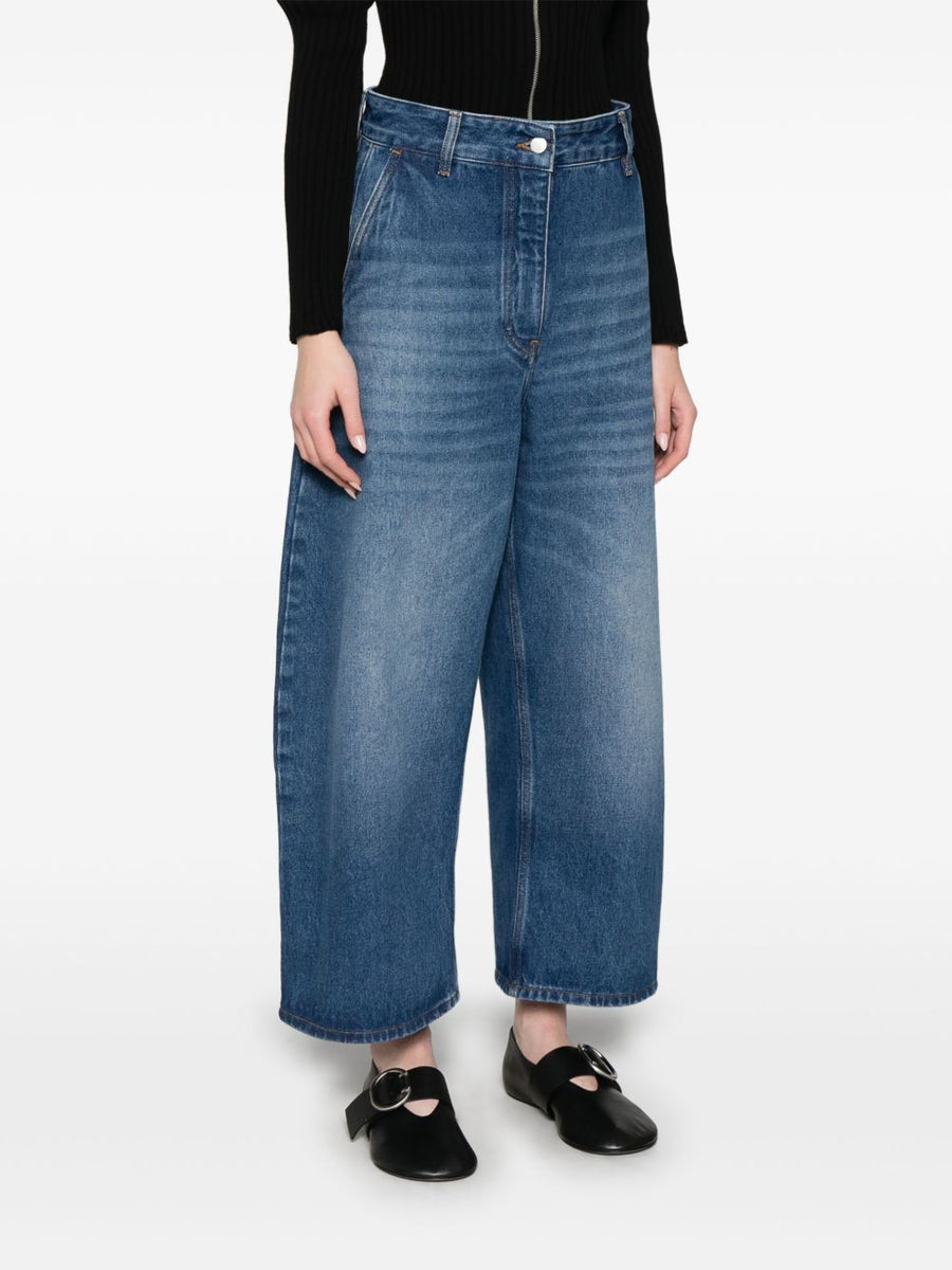 Chalco Cropped Jeans Navy Cotton By Studio Nicholson PRE For Women Minimal Tailored Versatile Style