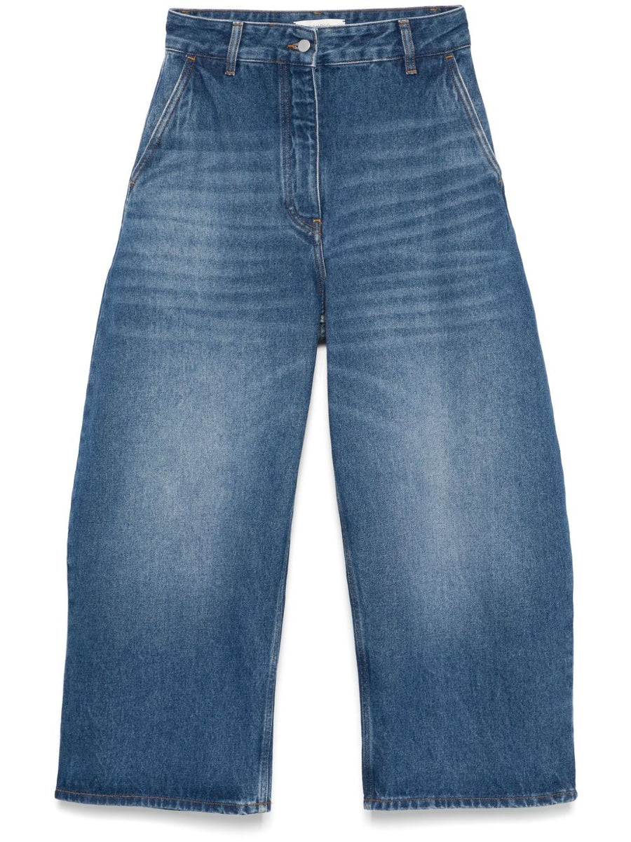 Chalco Cropped Jeans Navy Cotton By Studio Nicholson PRE For Women Minimal Tailored Versatile Style