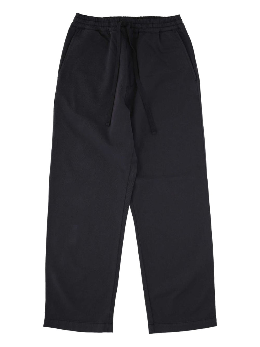 Carhartt WIP Main Cotton-Blend Trousers For Men Charcoal Grey Elastic Waist Slash Pockets Everyday Comfort